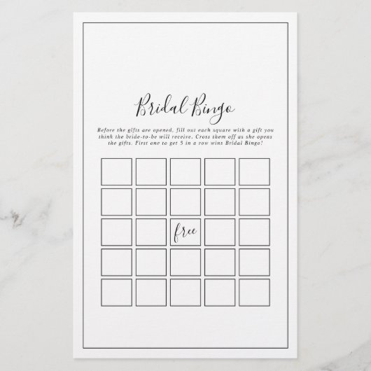 Minimale bridal Bingo Game Flyer (Voorkant)