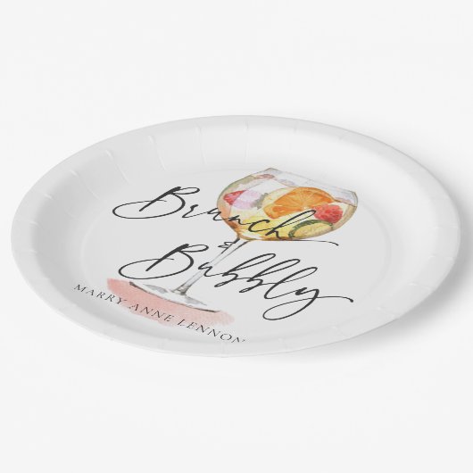 Minimale bridal Brunch Bubble Cocktail Party Papieren Bordje (Gekanteld)