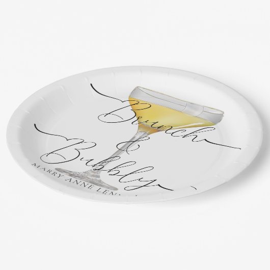 Minimale Bridal Brunch Champagne Party Papieren Bordje (Gekanteld)