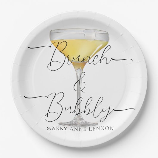 Minimale Bridal Brunch Champagne Party Papieren Bordje (Voorkant)