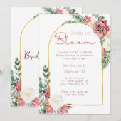 Minimale bride in Vrijgezellenfeest van bloemen Kaart (Voorkant / Achterkant)