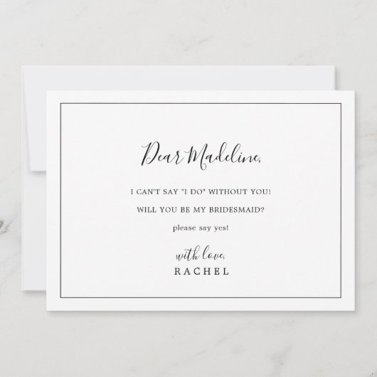 Minimale Bridesmaid-kaartje Kaart (Achterkant)