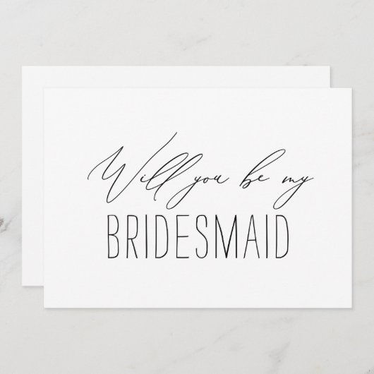 Minimale bridesmaid Weddenschap-kaart Kaart (Voorkant / Achterkant)