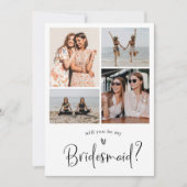 Minimale bridesmaïde-voordracht Foto-collage Kaart (Voorkant)