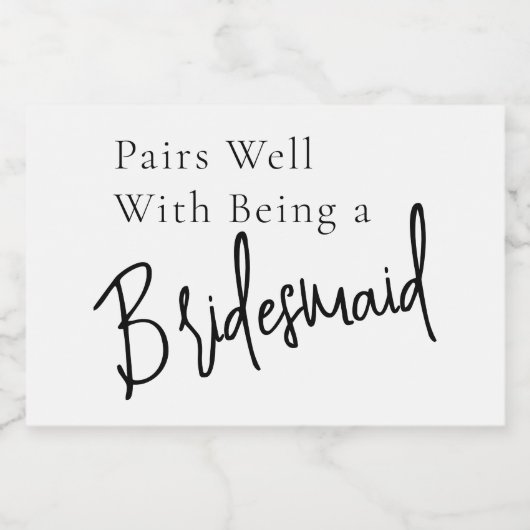 Minimale bridesmaïdvoorstel sparkling wijnetiket (Enkel label)