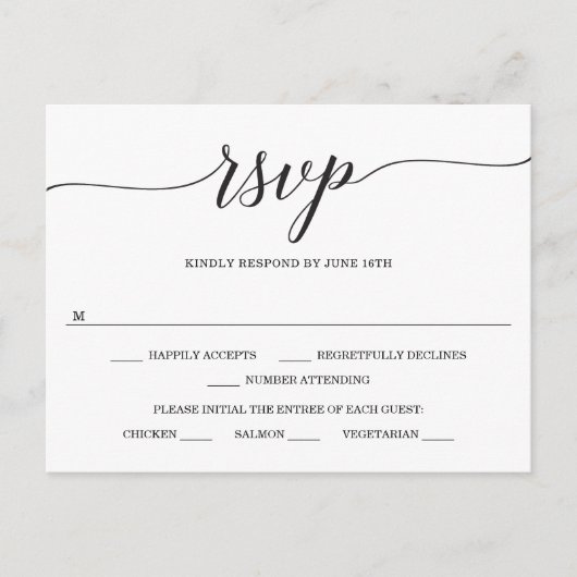 Minimale Briefkaart voor Elegance Wedding RSVP (Voorkant)