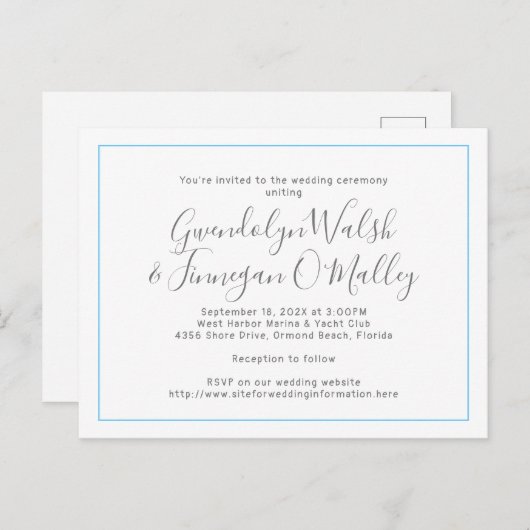 Minimale Briefkaart Weddenschap Online RSVP (Voorkant / Achterkant)