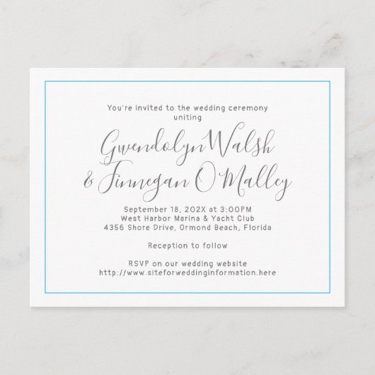 Minimale Briefkaart Weddenschap Online RSVP (Voorkant)