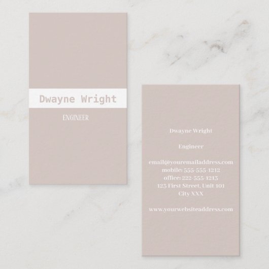 Minimale briesse en wit visitekaartje (Voorkant / Achterkant)