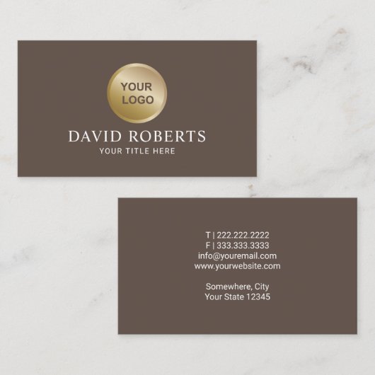 Minimale Brown Tan Professional voegt uw Logo toe Visitekaartje (Voorkant / Achterkant)