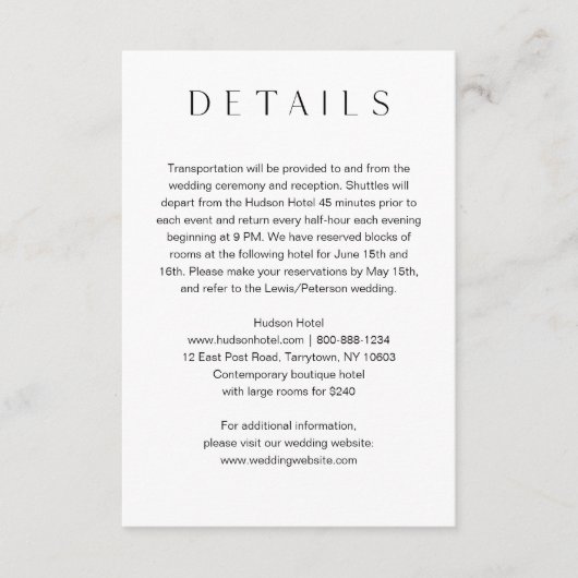 Minimale bruiloft - 5x3.5 informatiekaartje (Voorkant)