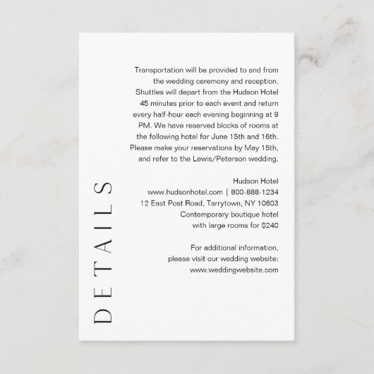 Minimale bruiloft - 5x3.5 informatiekaartje (Voorkant)