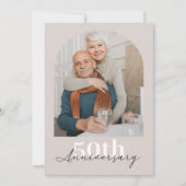 Minimale bruiloft Arch Beige 50th trouwdag Kaart (Voorkant)