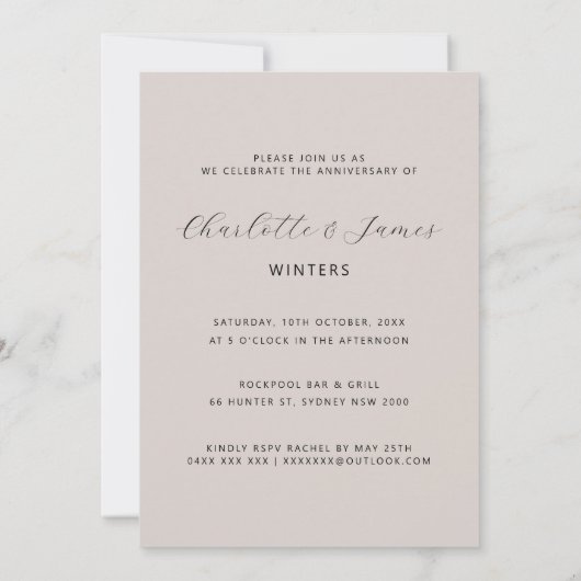 Minimale bruiloft Arch Beige 50th trouwdag Kaart (Achterkant)