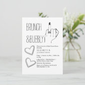 Minimale bruiloft brunch en bubbels uitnodiging (Staand voorkant)