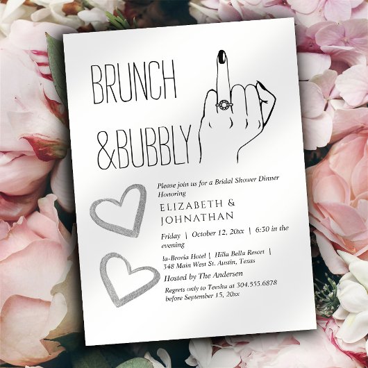 Minimale bruiloft brunch en bubbels uitnodiging