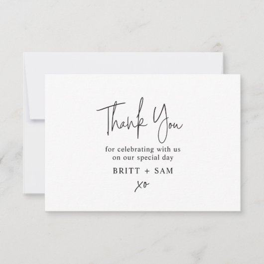 Minimale bruiloft Dank u handgeschreven script Bedankkaart (Voorkant)