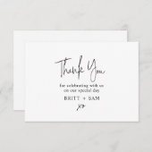 Minimale bruiloft Dank u handgeschreven script Bedankkaart (Voorkant / Achterkant)