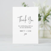 Minimale bruiloft Dank u handgeschreven script Bedankkaart (Staand voorkant)