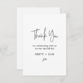 Minimale bruiloft Dank u handgeschreven script Bedankkaart (Voorkant / Achterkant)