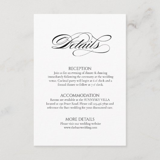 Minimale bruiloft details behuizing Kaart elegant (Voorkant)