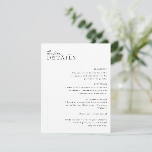 Minimale bruiloft Details Behuizing Kaart LAYLA (Staand voorkant)