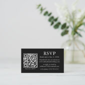 Minimale bruiloft Eenvoudige QR Black RSVP Informatiekaartje (Staand voorkant)
