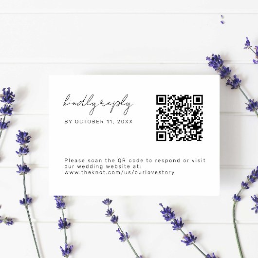 Minimale bruiloft Eenvoudige QR-code RSVP-kaart RSVP Kaartje