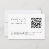 Minimale bruiloft Eenvoudige QR-code RSVP-kaart RSVP Kaartje (Voorkant)