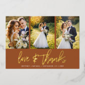Minimale bruiloft foto collage terracotta dank u folie uitnodiging (Voorkant)