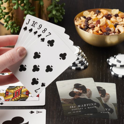 Minimale bruiloft foto koppels familienaam pokerkaarten (Insitu)