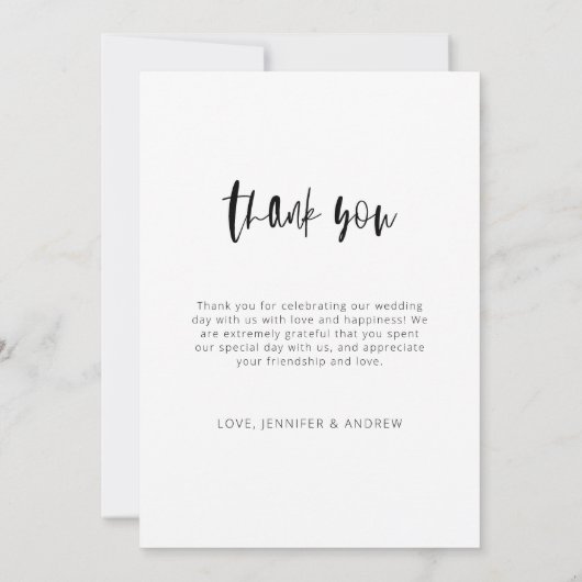 Minimale bruiloft Hartelijk dank Bedankkaart (Achterkant)