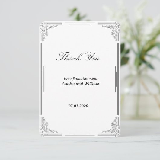 Minimale bruiloft Hartelijk dank Bedankkaart (Staand voorkant)