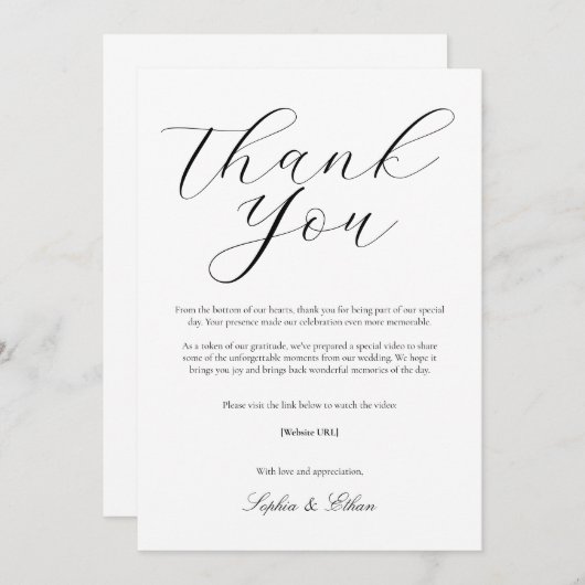 Minimale bruiloft Hartelijk dank Kaart (Voorkant / Achterkant)