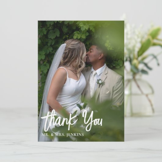 Minimale bruiloft in de bergen bedankkaart (Staand voorkant)