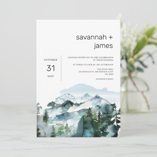 Minimale bruiloft in de moderne bergen kaart (Staand voorkant)