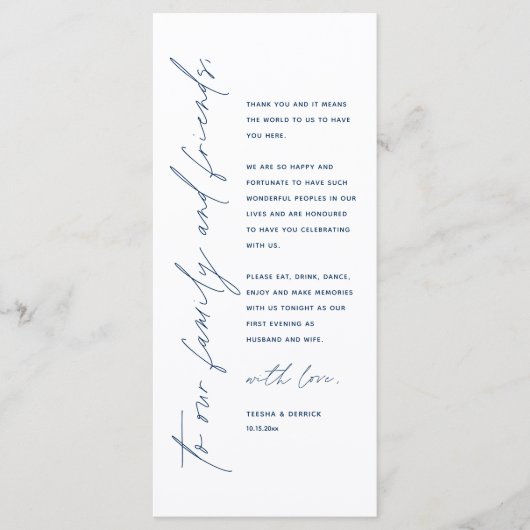 Minimale bruiloft Plaats instelling Hartelijk dank Programmakaart (Voorkant)