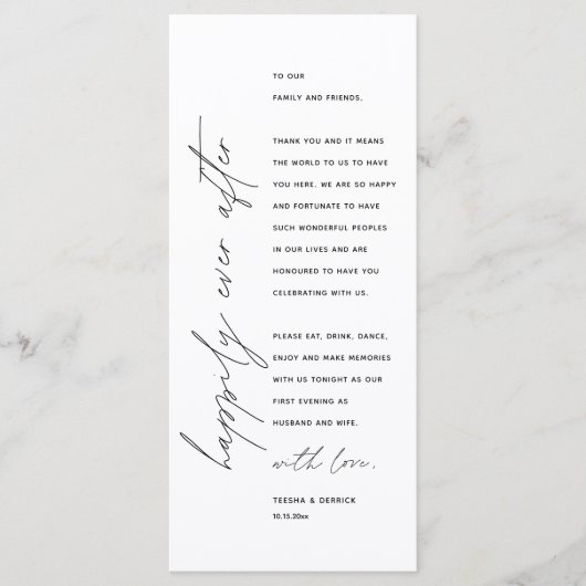 Minimale bruiloft Plaats instelling Hartelijk dank Programmakaart (Voorkant)