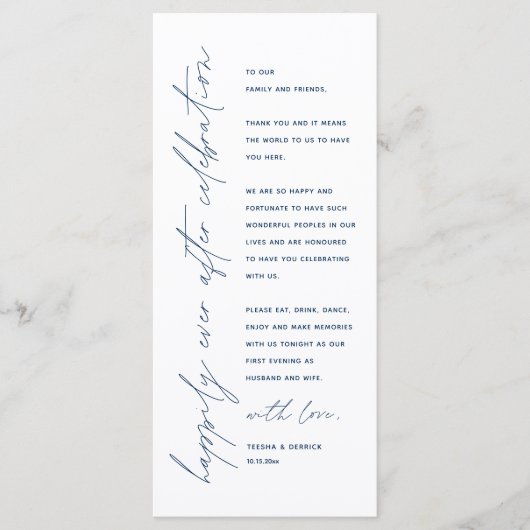 Minimale bruiloft Plaats instelling Hartelijk dank Programmakaart (Voorkant)