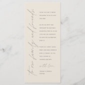 Minimale bruiloft Plaats instelling Hartelijk dank Programmakaart (Voorkant)