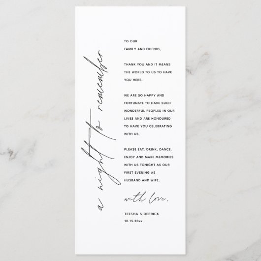 Minimale bruiloft Plaats instelling Hartelijk dank Programmakaart (Voorkant)