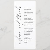 Minimale bruiloft Plaats instelling Hartelijk dank Programmakaart (Voorkant)