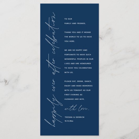 Minimale bruiloft Plaats instelling Hartelijk dank Programmakaart (Voorkant)