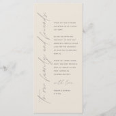 Minimale bruiloft Plaats instelling Hartelijk dank Programmakaart (Voorkant)