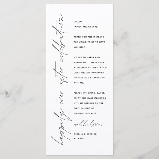 Minimale bruiloft Plaats instelling Hartelijk dank Programmakaart (Voorkant)