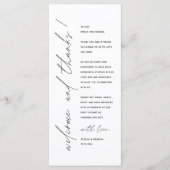 Minimale bruiloft Plaats instelling Hartelijk dank Programmakaart (Voorkant)