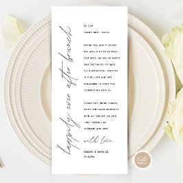 Minimale bruiloft Plaats instelling Hartelijk dank Programmakaart