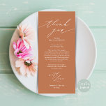 Minimale bruiloft Plaats instelling Hartelijk dank Programmakaart<br><div class="desc">Dit is de moderne minimalistische zachte script, in stijlvolle koperen bruine roest thema, bruiloft diner plaats instelling dank u kaarten. Deel de liefde en het show van uw waardering voor uw gasten, wanneer ze gaan zitten aan hun stoel en lees deze gepersonaliseerde charmante bedankplaats instellingskaart. Het is een geweldige manier...</div>