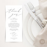 Minimale bruiloft Plaats instelling Hartelijk dank Programmakaart<br><div class="desc">Dit is de moderne minimalistische zachte script, in zwart-wit thema, bruiloft diner plaats instelling donkergrijs Dank u kaarten. Deel de liefde en het show van uw waardering voor uw gasten, wanneer ze gaan zitten aan hun stoel en lees deze gepersonaliseerde charmante bedankplaats instellingskaart. Het is een geweldige manier om je...</div>