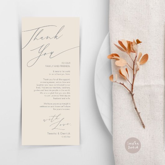 Minimale bruiloft Plaats instelling Hartelijk dank Programmakaart